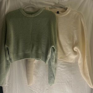 H&M sweaters, same size, mint green other is cream